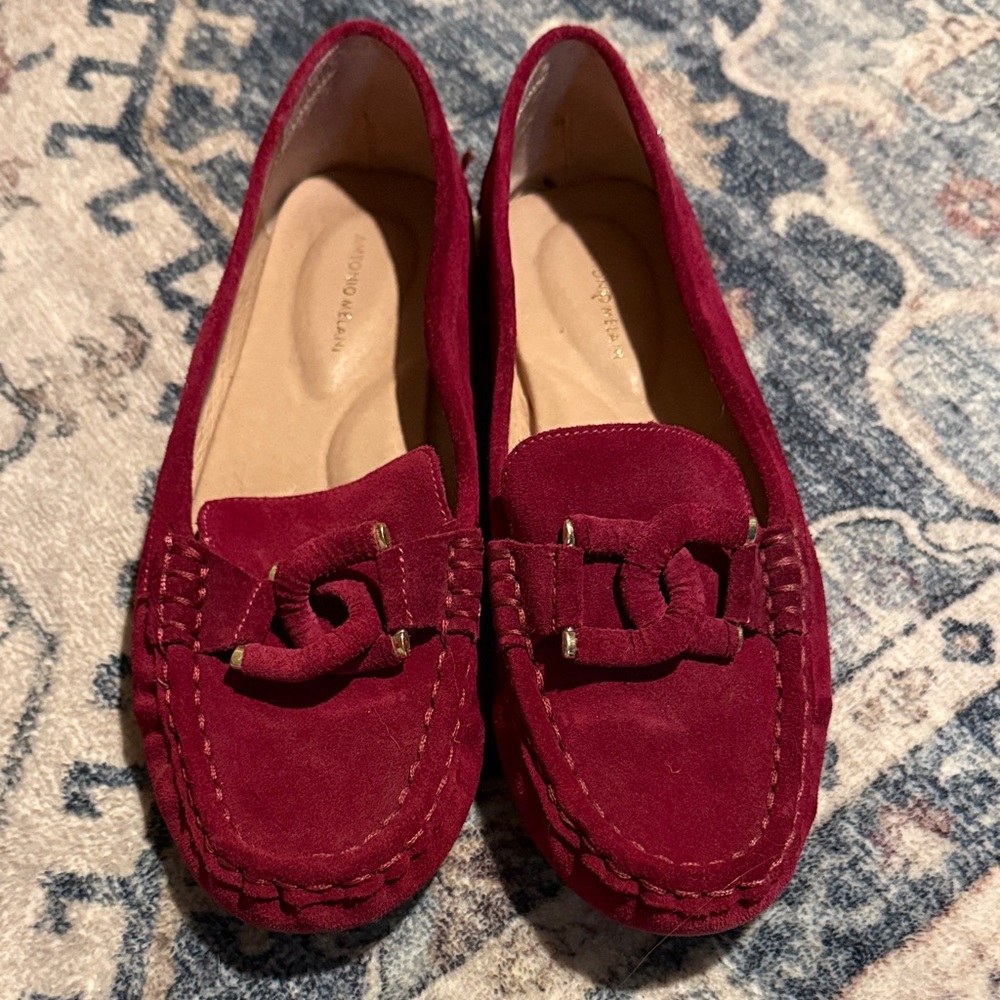 ANTONIO MELANI Burgundy Suede Moccasins